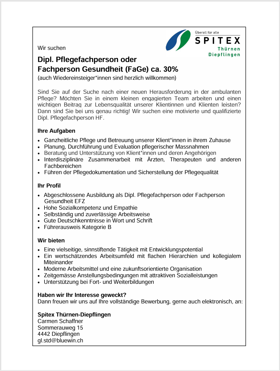 Stelleninserat_Dipl.HF, FAGE